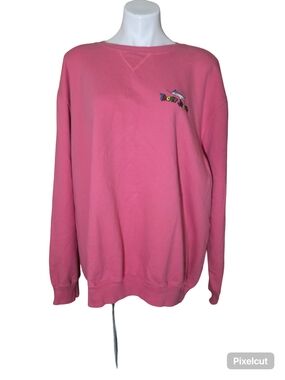 Port and Company Pink Crewneck Sweatshirt with Small Embroidery